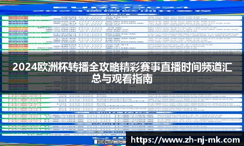 2024欧洲杯转播全攻略精彩赛事直播时间频道汇总与观看指南